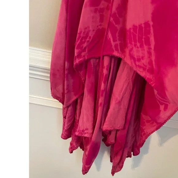 Art Collection Size S/M Pink TIe Dye Boho Fairy Corset Dress Layered Asym Hem - Picture 6 of 11